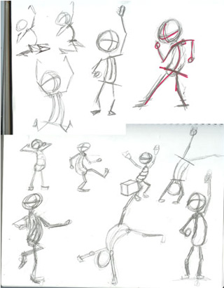 excited pose sketches